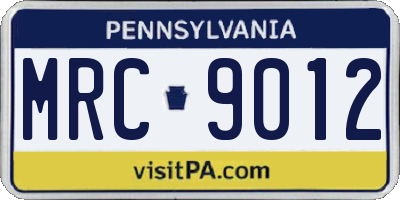 PA license plate MRC9012