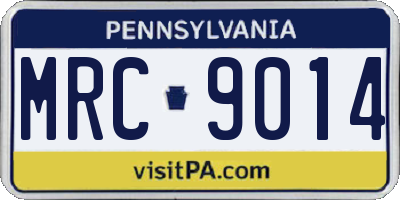 PA license plate MRC9014