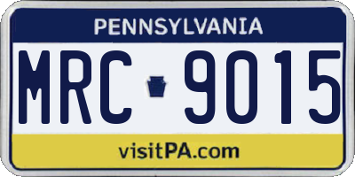 PA license plate MRC9015