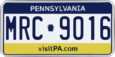 PA license plate MRC9016