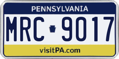 PA license plate MRC9017