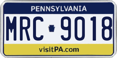 PA license plate MRC9018
