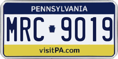 PA license plate MRC9019