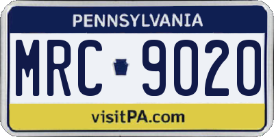 PA license plate MRC9020