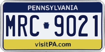 PA license plate MRC9021