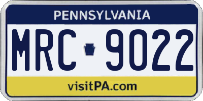 PA license plate MRC9022