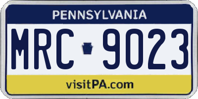 PA license plate MRC9023
