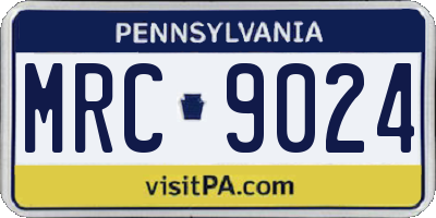 PA license plate MRC9024