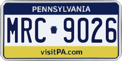 PA license plate MRC9026