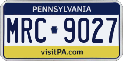 PA license plate MRC9027