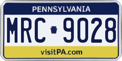 PA license plate MRC9028