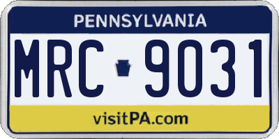 PA license plate MRC9031