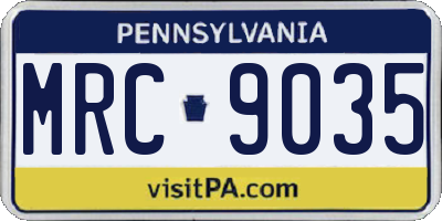 PA license plate MRC9035