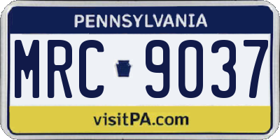 PA license plate MRC9037