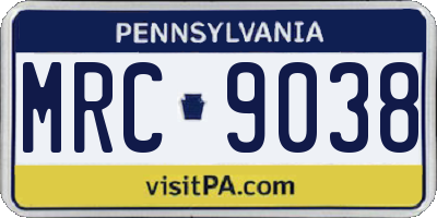 PA license plate MRC9038