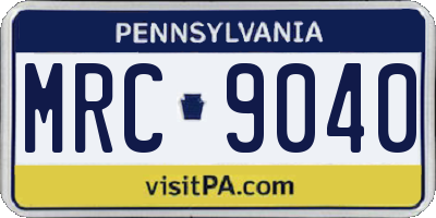 PA license plate MRC9040