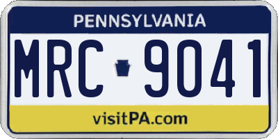 PA license plate MRC9041