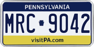 PA license plate MRC9042
