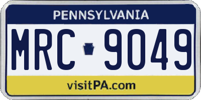 PA license plate MRC9049