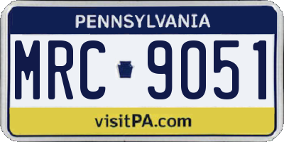 PA license plate MRC9051
