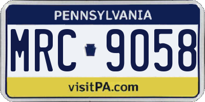 PA license plate MRC9058