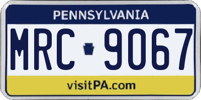 PA license plate MRC9067