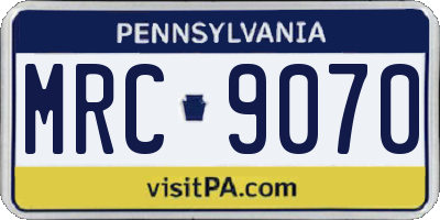 PA license plate MRC9070