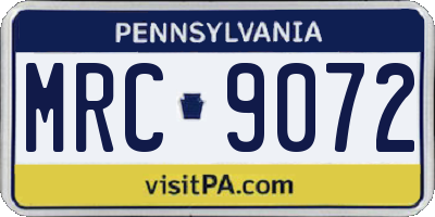 PA license plate MRC9072