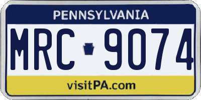 PA license plate MRC9074