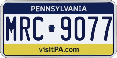 PA license plate MRC9077