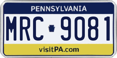 PA license plate MRC9081