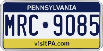PA license plate MRC9085