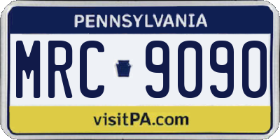 PA license plate MRC9090