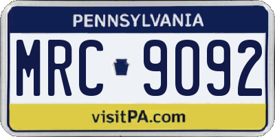 PA license plate MRC9092