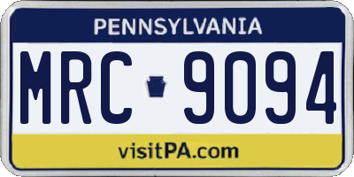 PA license plate MRC9094