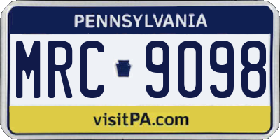 PA license plate MRC9098