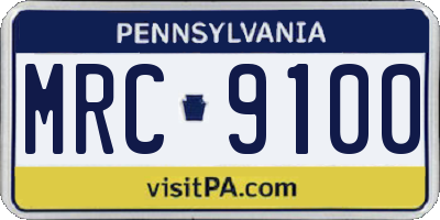 PA license plate MRC9100