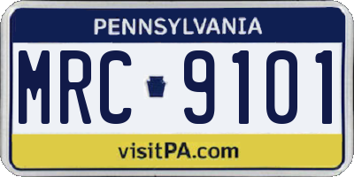 PA license plate MRC9101