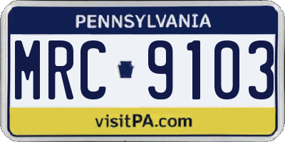 PA license plate MRC9103