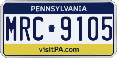 PA license plate MRC9105