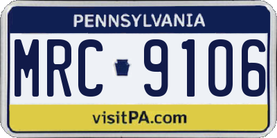 PA license plate MRC9106