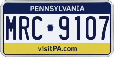PA license plate MRC9107