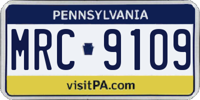 PA license plate MRC9109