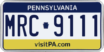 PA license plate MRC9111