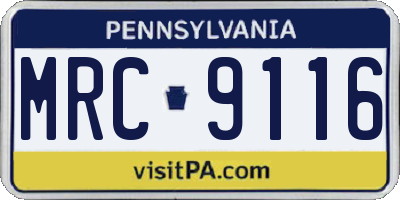 PA license plate MRC9116