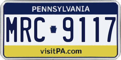 PA license plate MRC9117