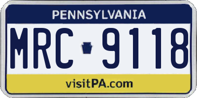 PA license plate MRC9118