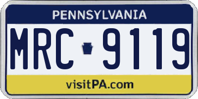 PA license plate MRC9119