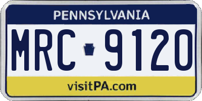 PA license plate MRC9120