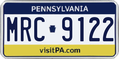 PA license plate MRC9122